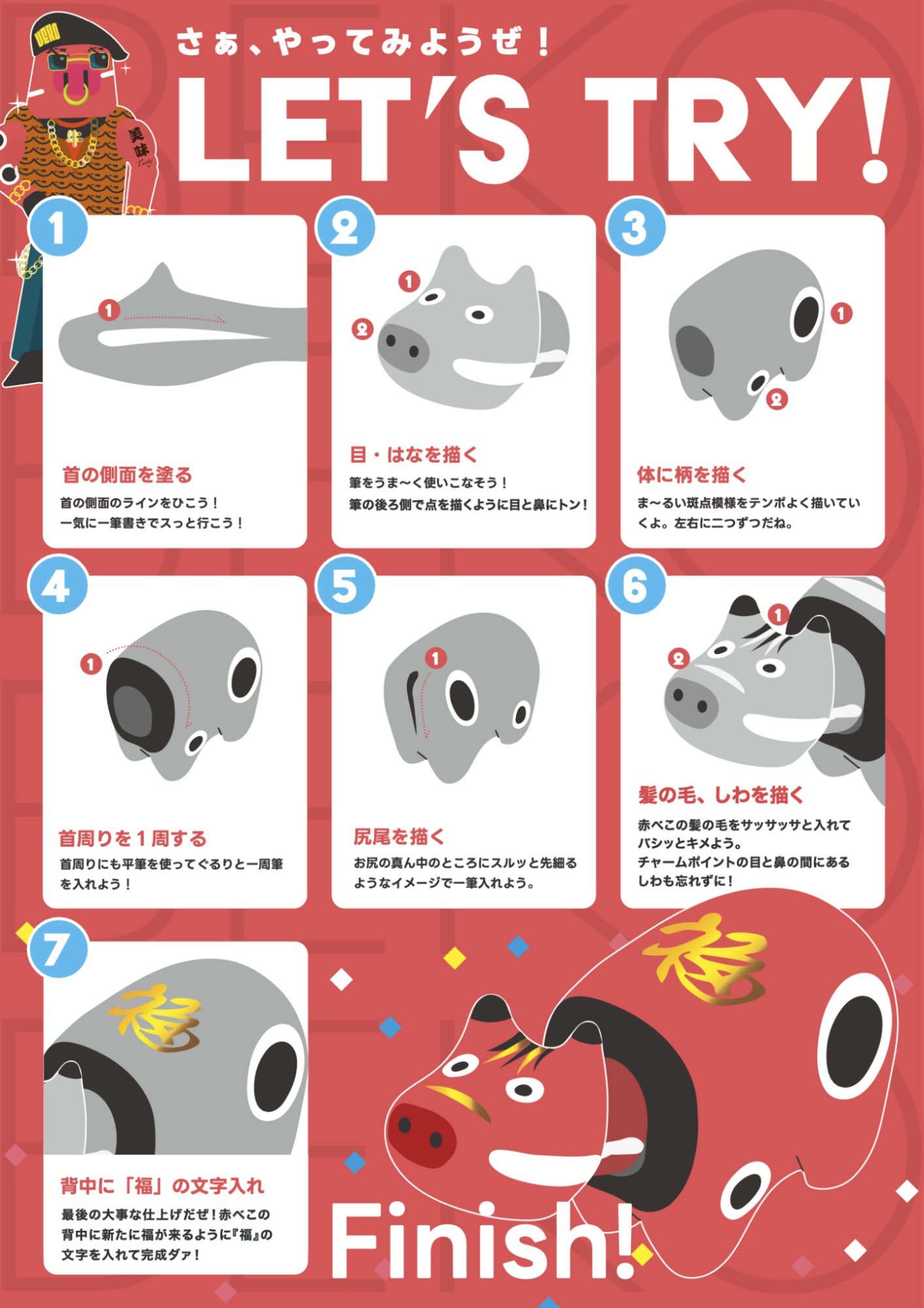 絵付け体験の流れ LET'S TRY!